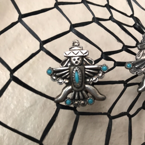 Native American Vibe Turquoise Silver Sancrest Earrings - Picture 3 of 7